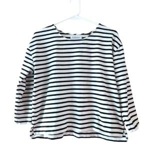 Everlane The Modern Breton Tee Black and White Striped Boxy Top Women's Size M